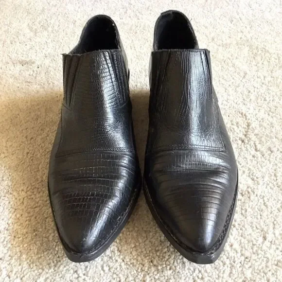 Vintage WILD Pair Booties Low Boots Black Brazil Womens Leather Pointed Toe - Picture 3 of 7